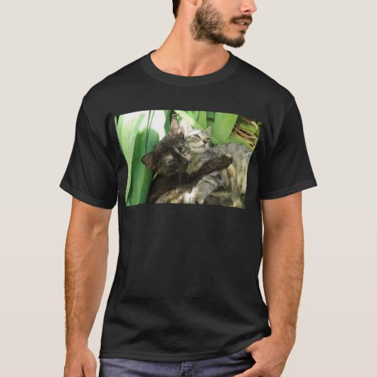 Knuffelende jonge katjes t-shirt (Voorkant)
