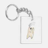 Knuffelende Kat met Uitgestrekte Poot Handgetekend Sleutelhanger (Voorkant Links)