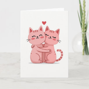 Knuffelende Katten Liefdeskaart Kaart