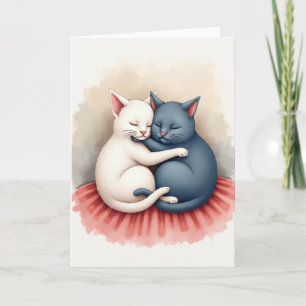 Knuffelende katten Valentijnskaart Kaart