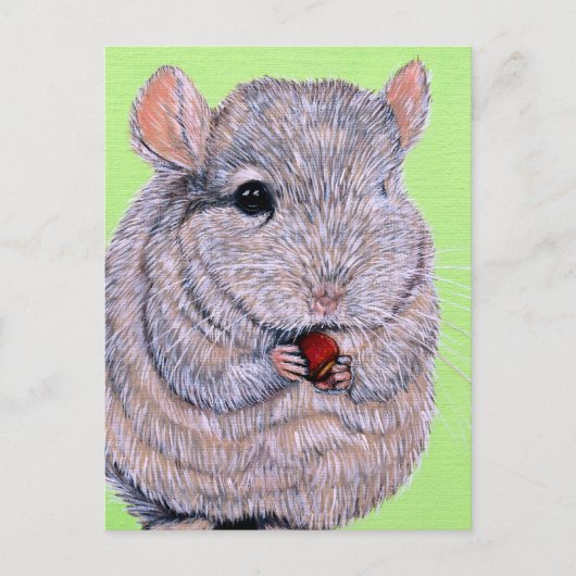 Knuffelende knagende chinchilla-schilderij briefkaart (Voorkant)