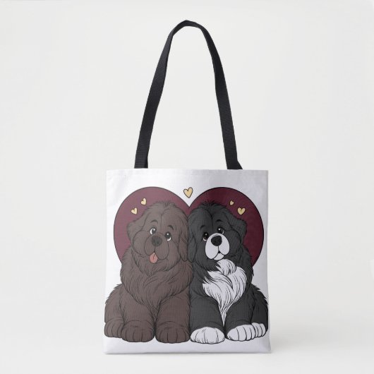Knuffelende Newfoundland puppy's Tote Bag (Voorkant)