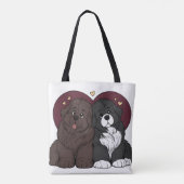 Knuffelende Newfoundland puppy's Tote Bag (Achterkant)