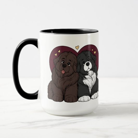Knuffelende Newfoundlander Puppies Mok (Links)