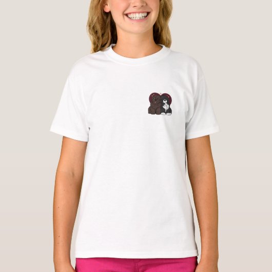 Knuffelende Newfoundlander Puppies T-shirt (Voorkant)