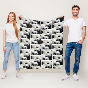 Knuffelende Panda Gezichten Patroon Fleece Deken
