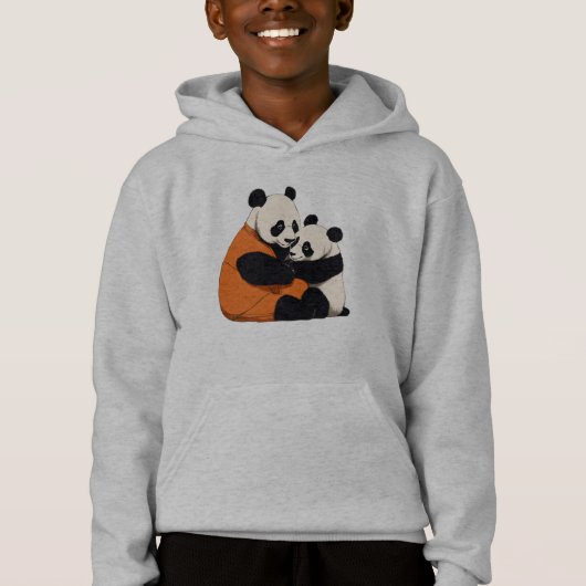 Knuffelende Panda Liefde Kinderen Pullover Hoodie (Voorkant)