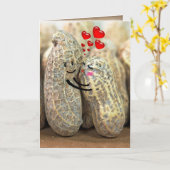 knuffelende pinda's voor huwelijksjubileum kaart (Gele Bloem)