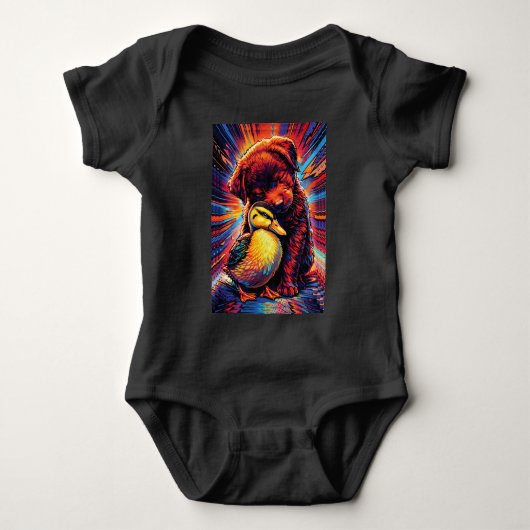 Knuffelende Puppies en Eendjes Pop Art Romper (Voorkant)