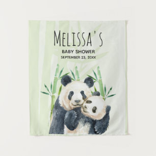 Knuffelende reuzenpanda's waterverf baby shower wandkleed