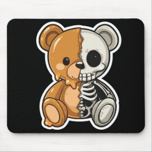 Knuffelende Skelet Teddybeer Gespleten Muismat