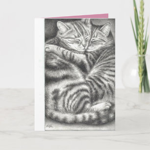 Knuffelende Tabby Cats Pet Sympathy Card. Kaart