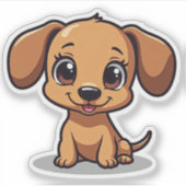 Knuffelende teckel, grote, heldere ogen, kleine sticker (Voorkant)