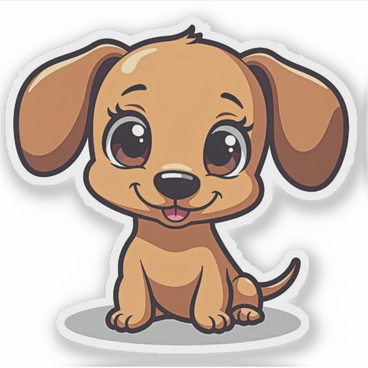 Knuffelende teckel, grote, heldere ogen, kleine sticker (Voorkant)