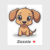 Knuffelende teckel, grote, heldere ogen, kleine sticker (Vel)