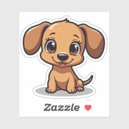 Knuffelende teckel, grote, heldere ogen, kleine sticker