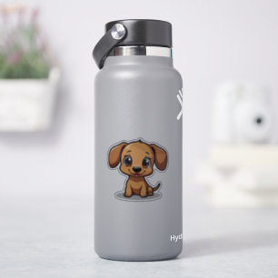 Knuffelende teckel, grote, heldere ogen, kleine sticker