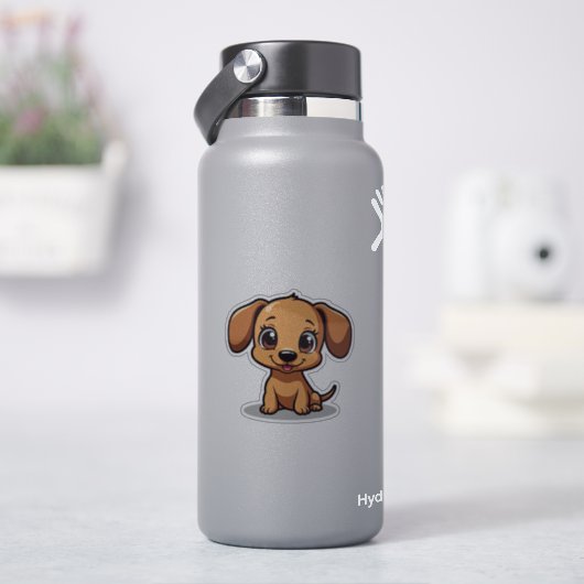 Knuffelende teckel, grote, heldere ogen, kleine sticker (HydroFlask)