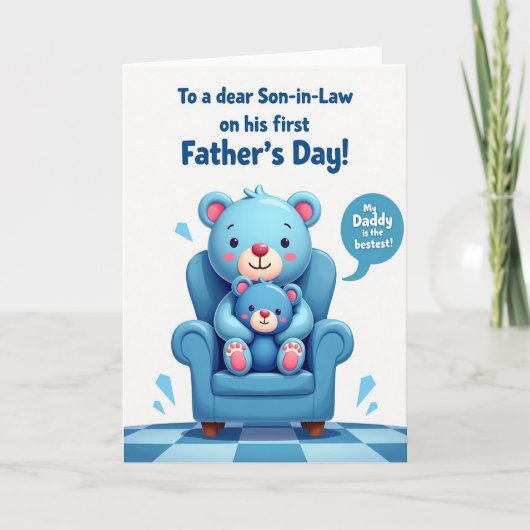 Knuffelende vaders dag beren kaart (Voorkant)