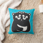 🐻🖤 Knuffelende Zwarte Beren Zachte Decoratie Cad Kussen (Deken)