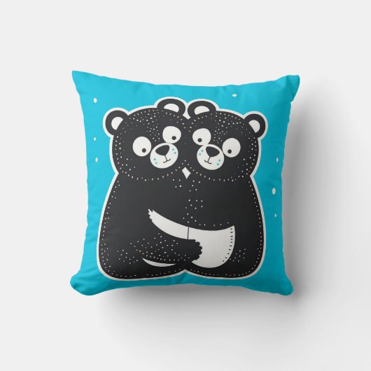 🐻🖤 Knuffelende Zwarte Beren Zachte Decoratie Cad Kussen (Voorkant)