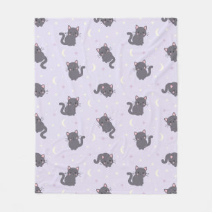 Knuffelgrijze kat paarse fleece deken