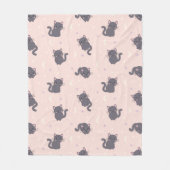 Knuffelgrijze kat roze fleece deken (Voorkant)