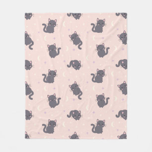 Knuffelgrijze kat roze fleece deken