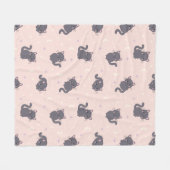 Knuffelgrijze kat roze fleece deken (Voorkant (Horizontaal))