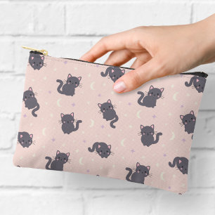 Knuffelgrijze kat roze ritssluitingszakje etui