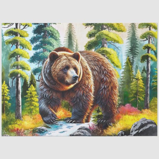 Knuffelig bos bruine beer tissuepapier (Voorkant)