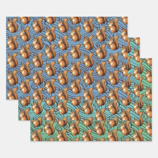 Knuffelig Eekhoorn Trio Set Inpakpapier Vel (Set)