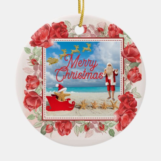 Knuffelig en helder Kerstmis Keramisch Ornament (Voorkant)