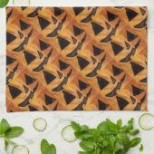 Knuffelig gekantelde glimlach Jack-O-Lantern keuke Theedoek (Gevouwen)