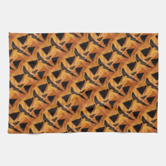 Knuffelig gekantelde glimlach Jack-O-Lantern keuke Theedoek