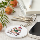 Knuffelig Kerstfeest Geluk Sleutelhanger (Voorkant Rechts)