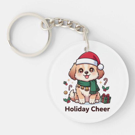 Knuffelig Kerstfeest Geluk Sleutelhanger (Voorkant)