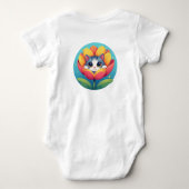 Knuffelig Kitten Genesteld in een Bloeiende Bloem Romper (Achterkant)