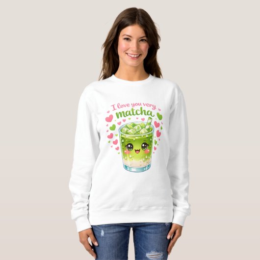 Knuffelig Matcha Liefhebber Trui (Voorkant volledig)
