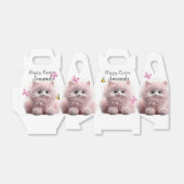 Knuffelig Roze Kitten & Vlinders Pasen Bedankdoosjes (Uitgevouwen)