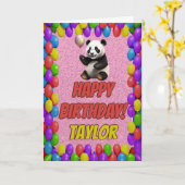 Knuffelig Schattige Panda Beer Groet Happy Birthda Kaart (Gele Bloem)