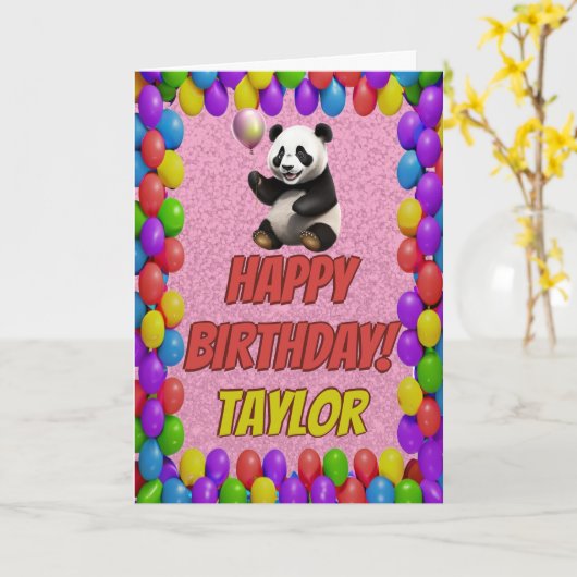 Knuffelig Schattige Panda Beer Groet Happy Birthda Kaart (Gele Bloem)