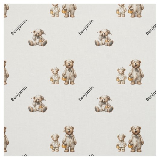Knuffelig slaapbeerontwerp met aangepaste naamstru stof (Swatch)