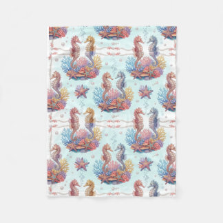 Knuffelige Aquarel Zeepaardje en Zeester Slaapzak Fleece Deken