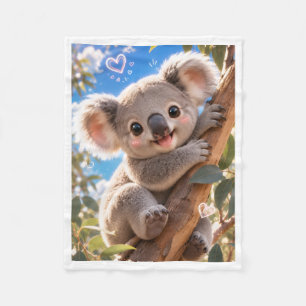 Knuffelige babykoala op eucalyptusboom fleece deke deken