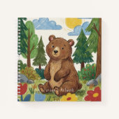 Knuffelige Beer Bosdier Kinderen Schetsboek Notitieboek (Voorkant)