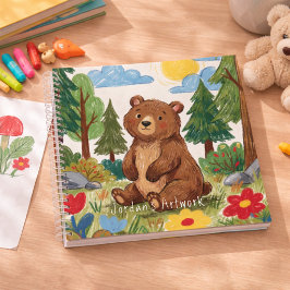 Knuffelige Beer Bosdier Kinderen Schetsboek Notitieboek