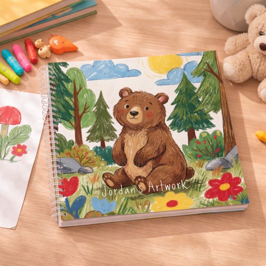 Knuffelige Beer Bosdier Kinderen Schetsboek Notitieboek
