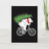 Knuffelige beer die kerstboom cadeau draagt voor f kaart (Voorkant)