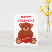 Knuffelige Beer Met Hart Ik Hou Van Jou Valentijns Kaart (Gele Bloem)
